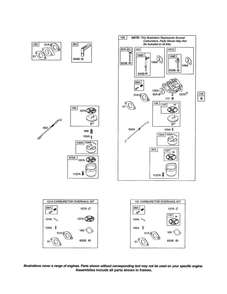Carburetor Diagram and Parts List for 216300 0036-0570 Briggs and Stratton Engine